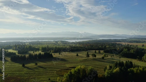 Vast Green Fields And Forests In Marysina Polana, Lipnica Wielka, Poland - Aerial Drone Shot photo