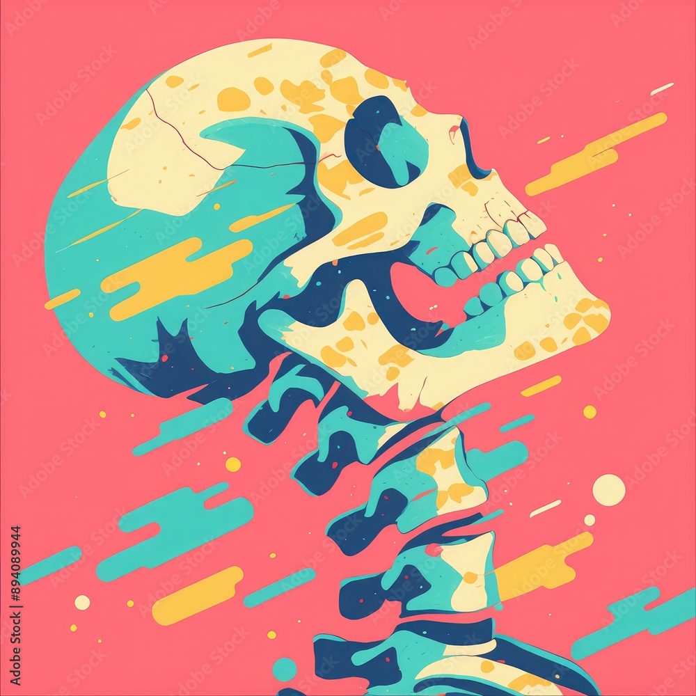 Fototapeta premium Bone structure, therapy, danger, flat design illustration