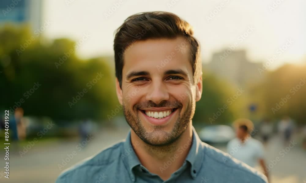 Portrait of a smiling young man in the city, outdoor shot Portrait of a smiling young man in the city, outdoor shot