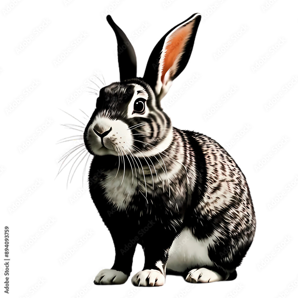 Obraz premium black and white rabbit on transparent