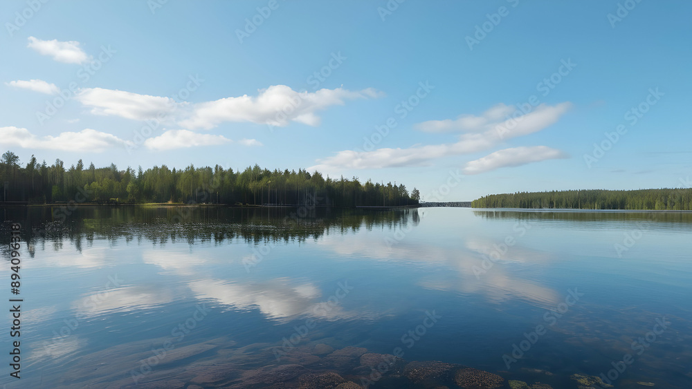 Scenery of beautiful lake on a sunny day Scenery of beautiful lake on a sunny day