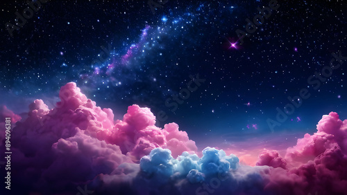 Abstract starlight pink purple and blue clouds stardust blink background