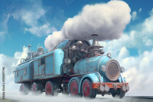 Steampunk Train in the Clouds