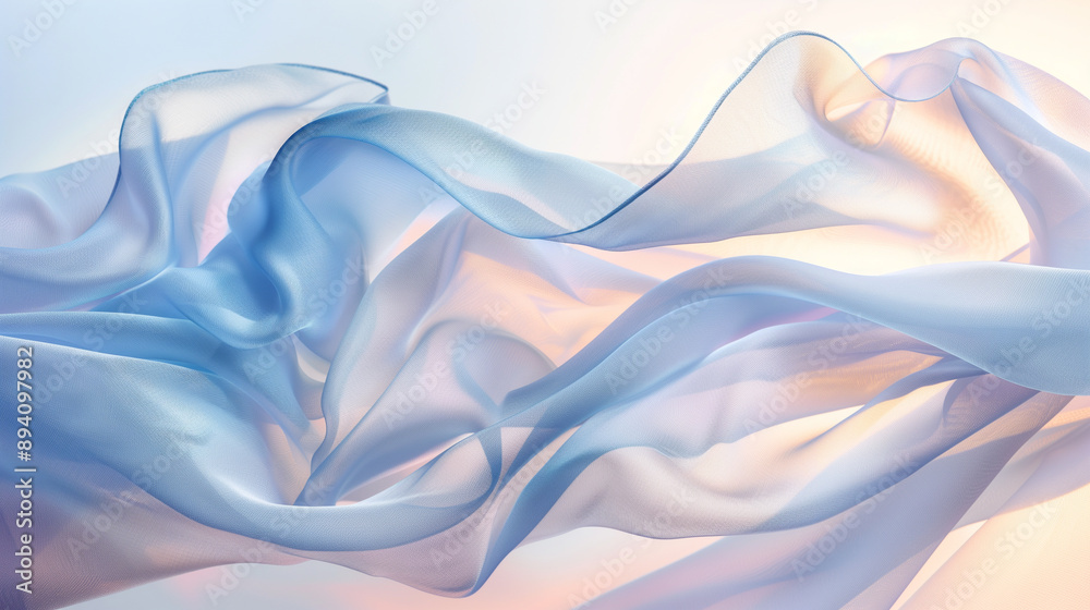 Fototapeta premium Flowing sheer fabric in soft pastel colors