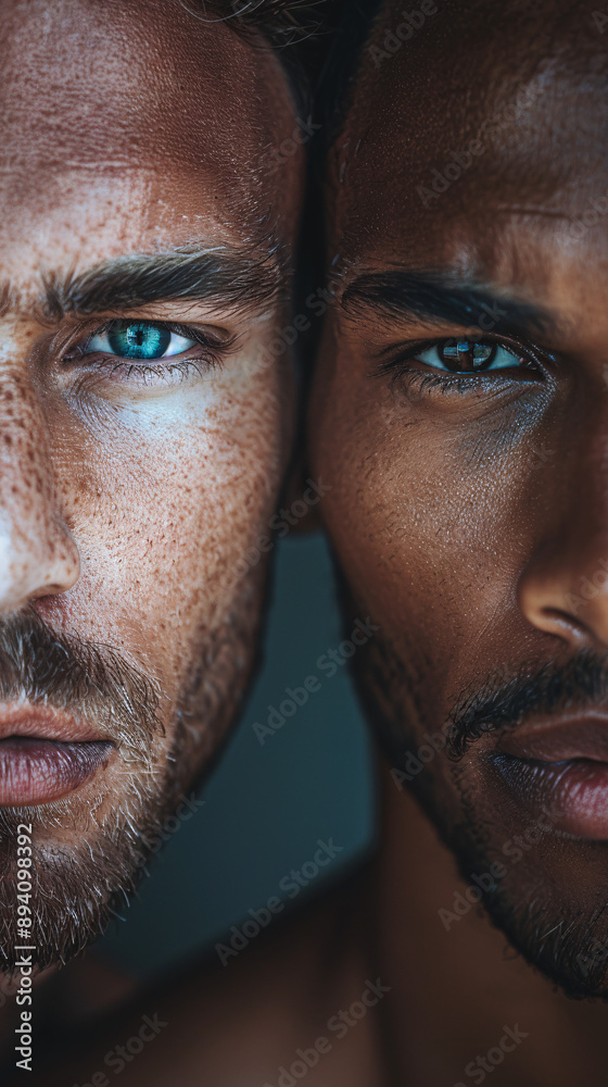 Intense and focused eye contact between two men in a serious conversation, showing trust and respect. Suitable for business, communication, and relationship concepts. Intense and focused eye contact between two men in a serious conversation, showing trust and respect. Suitable for business, communication, and relationship concepts.