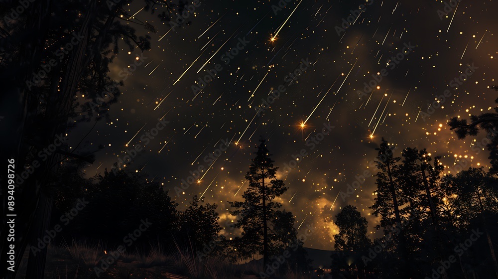 Naklejka premium Mesmerizing Meteor Shower in Remote Darkness