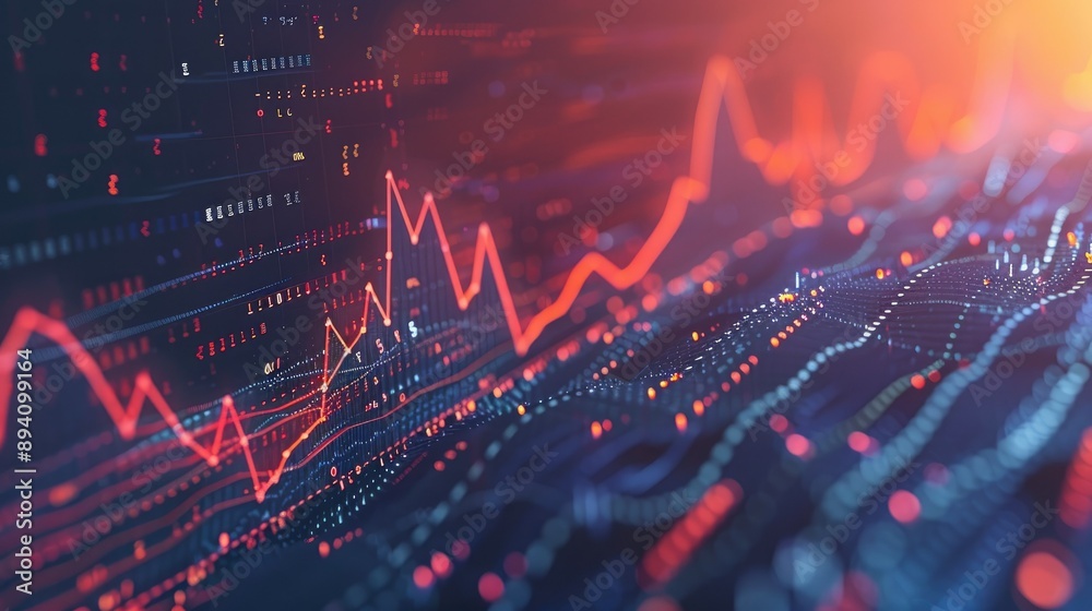 Financial graph background with stock market trends and fluctuating lines, perfect for economic reports and forecasts Financial graph background with stock market trends and fluctuating lines, perfect for economic reports and forecasts