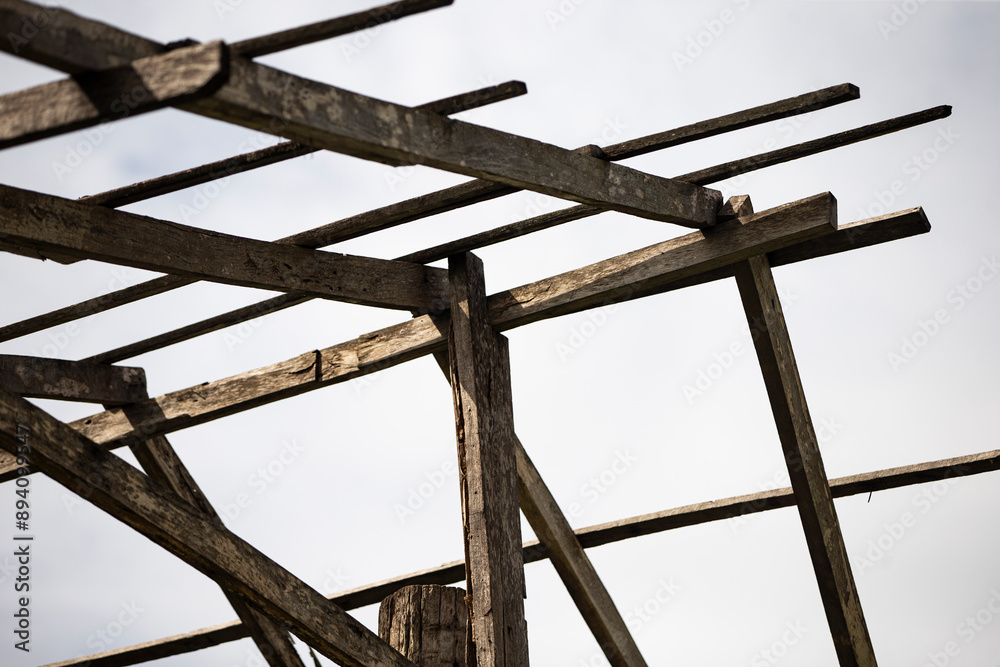 Old wooden structure in a construction site, closeup of photo. Old wooden structure in a construction site, closeup of photo.