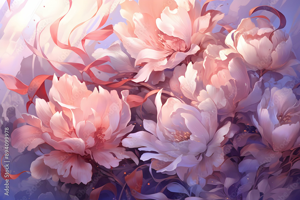 Delicate Pink Peonies in Bloom Delicate Pink Peonies in Bloom