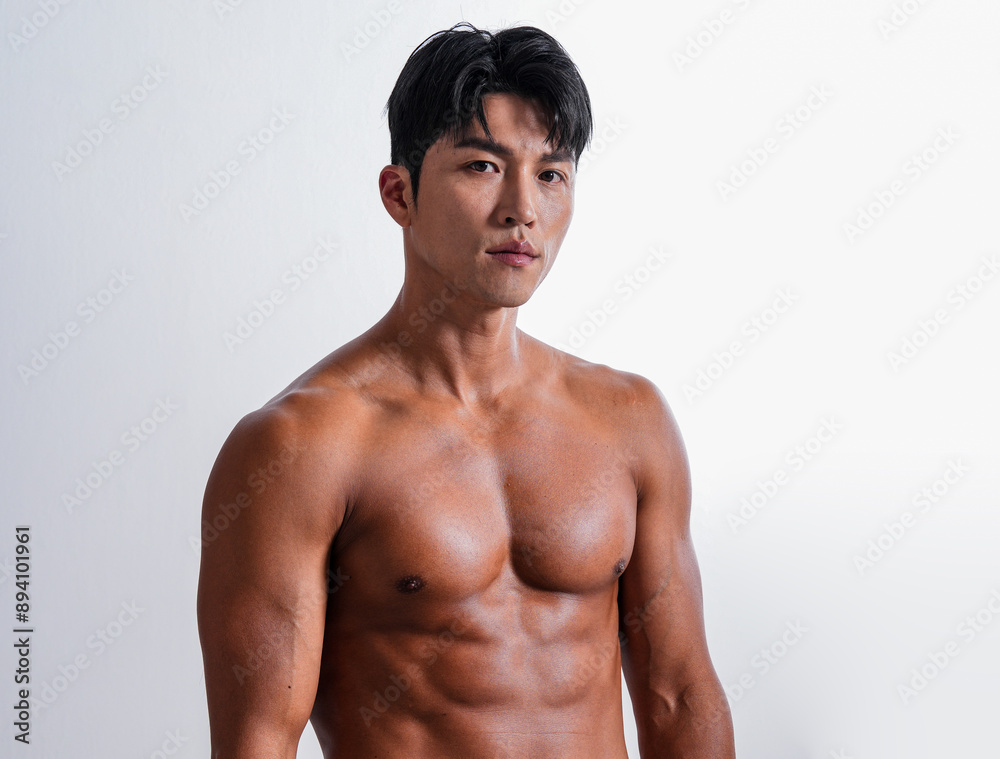 Fototapeta premium 素晴らしい肉体をしたアジア男性のフィットネスイメージ