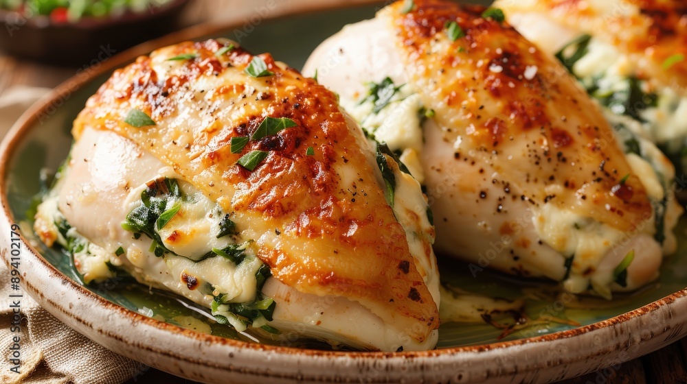 Cheese and Spinach Stuffed Baked Chicken Breast Cheese and Spinach Stuffed Baked Chicken Breast