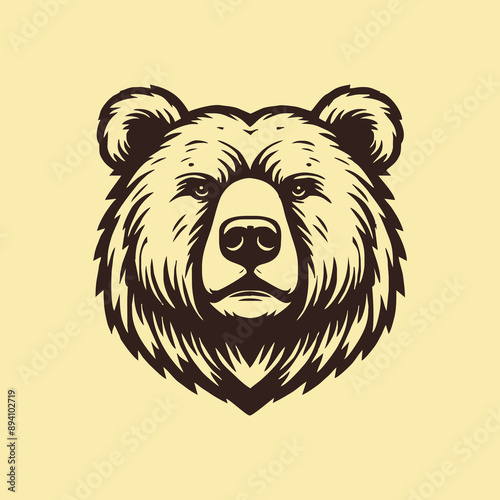 Bear head illustration, logo. Vector drawing of bear
