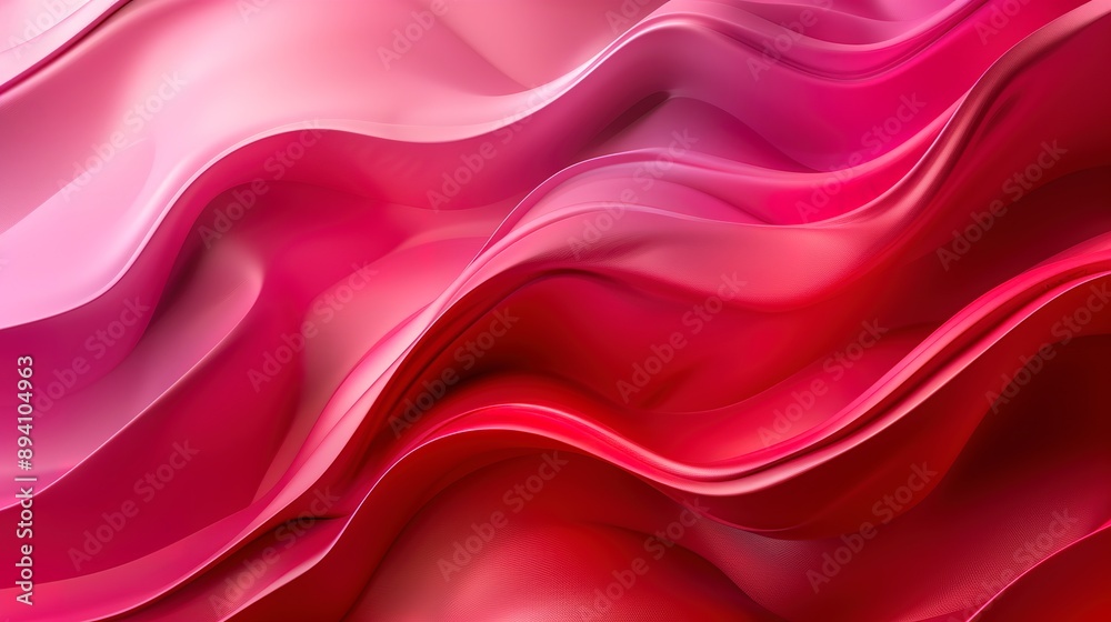 Obraz premium Red and pink background with three-dimensional smooth red waves