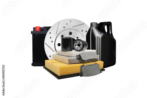 Fotografía Car maintenance service concept , Auto parts and car maintenance products isolat