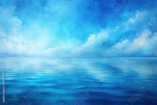 Abstract blue watercolor background resembling calm sea, abstract, blue, watercolor, ocean, tranquil © Sompong