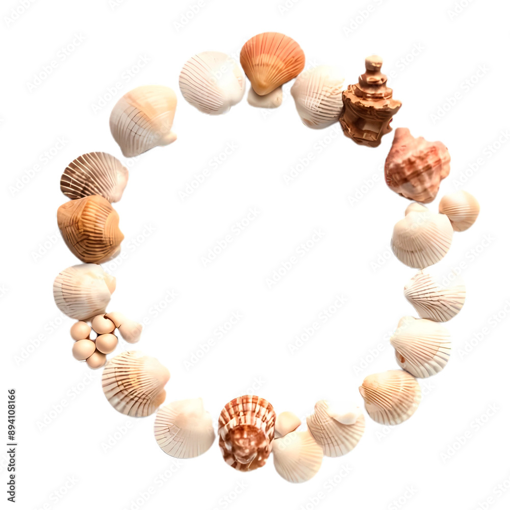 Circle of seashells on a transparent background Circle of seashells on a transparent background