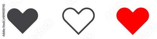 Love icon symbol sign collection in white and black