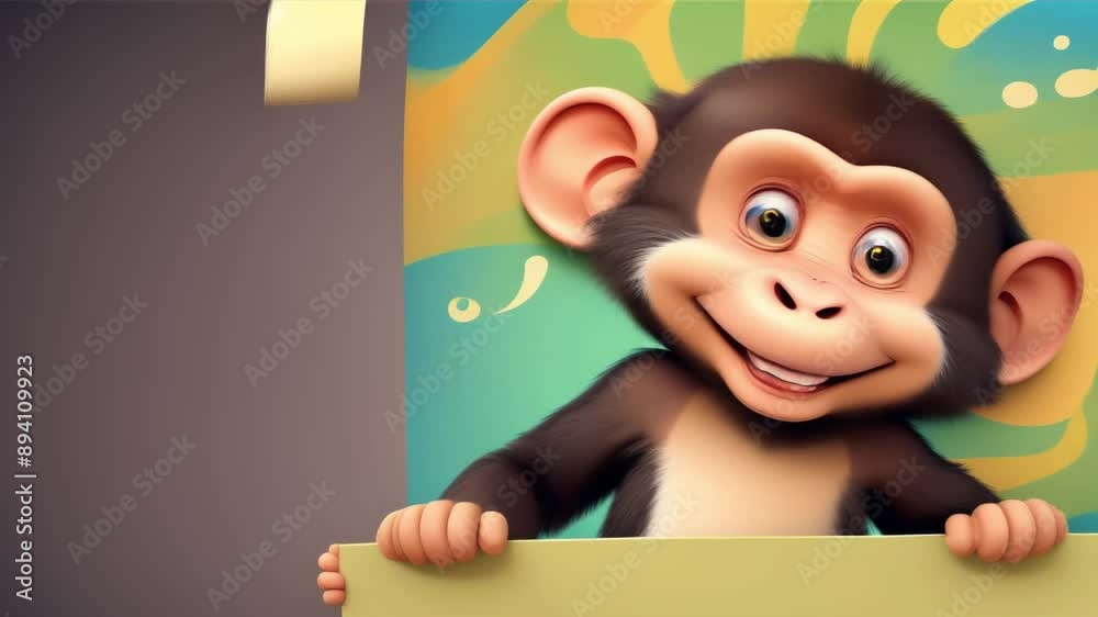 Adorable Thinking Monkey Cartoon ,generative ai Adorable Thinking Monkey Cartoon ,generative ai