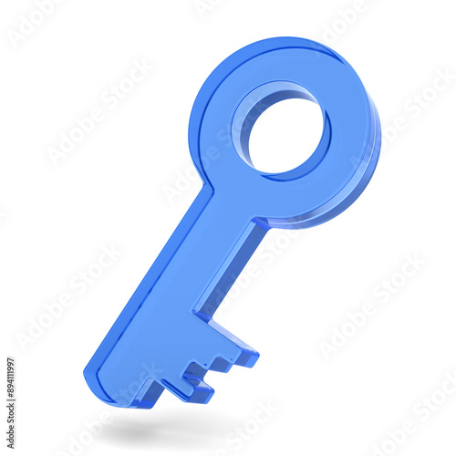 Glass key on white backgrou...