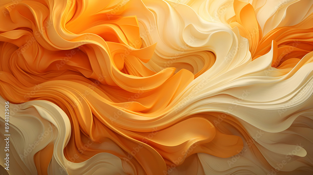 Abstract Swirling Orange and White