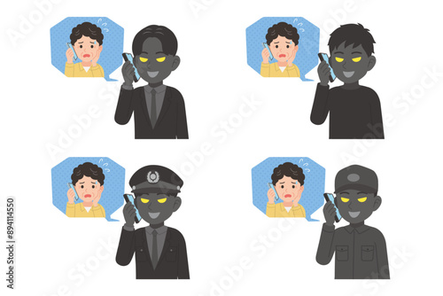 シニアと通話する詐欺師　セット