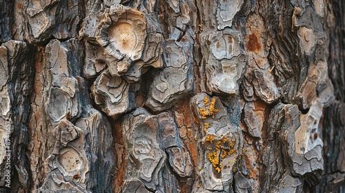 Macro Shot of Tree Bark with Tiny Insects Showcasing Micro-Ecosystem and Detailed Texture