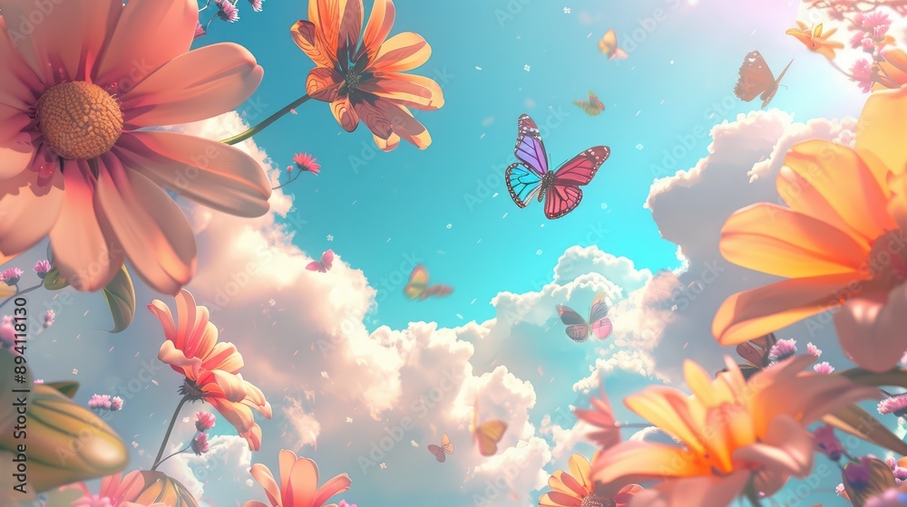 flowers and butterflies flowers and butterflies