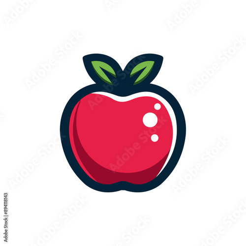 Apple fruit logo cartoon style vector on white background