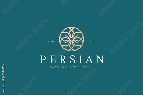 Persian Floral Pattern Logo Geometric Mandala Ornament Motif Lotus Luxury Beauty