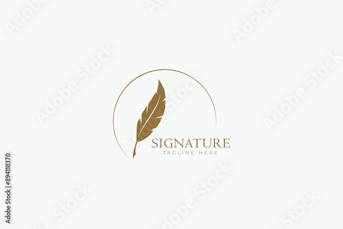 Feather Pen Signature Luxury Logo Brand Identity Business Law Firm Author Writer Stationery Legal
