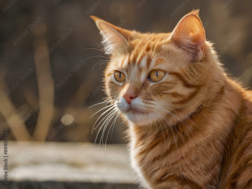 orange cat with blur background, orange cat is sitting and looking orange cat with blur background, orange cat is sitting and looking