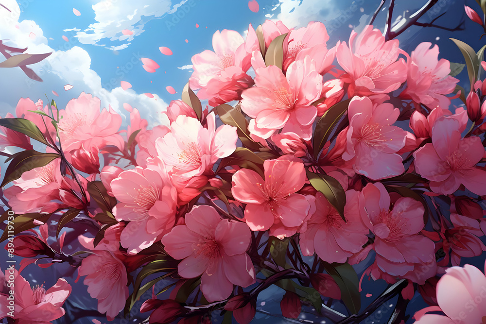 Pink Cherry Blossoms in Bloom Pink Cherry Blossoms in Bloom
