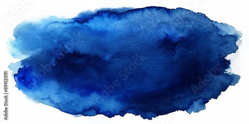 Dark Blue Watercolor Stain on White Background