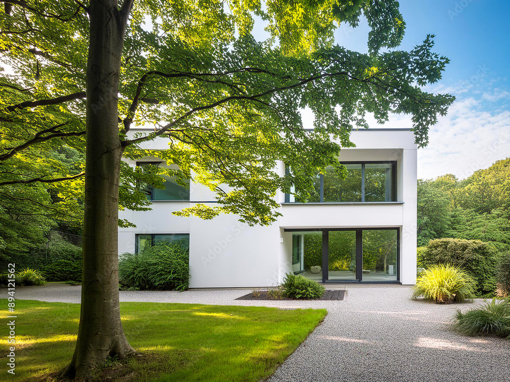 Naklejka premium Stadtvilla mit Garten, hochwertig