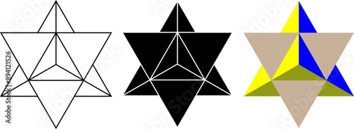 Stellated octahedron or stella octangula icon set