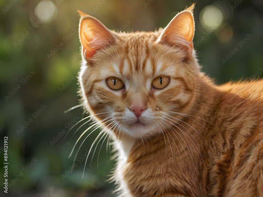orange cat with blur background, orange cat is sitting and looking orange cat with blur background, orange cat is sitting and looking