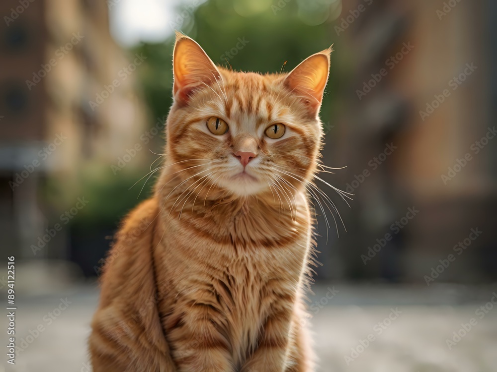 orange cat with blur background, orange cat is sitting and looking orange cat with blur background, orange cat is sitting and looking