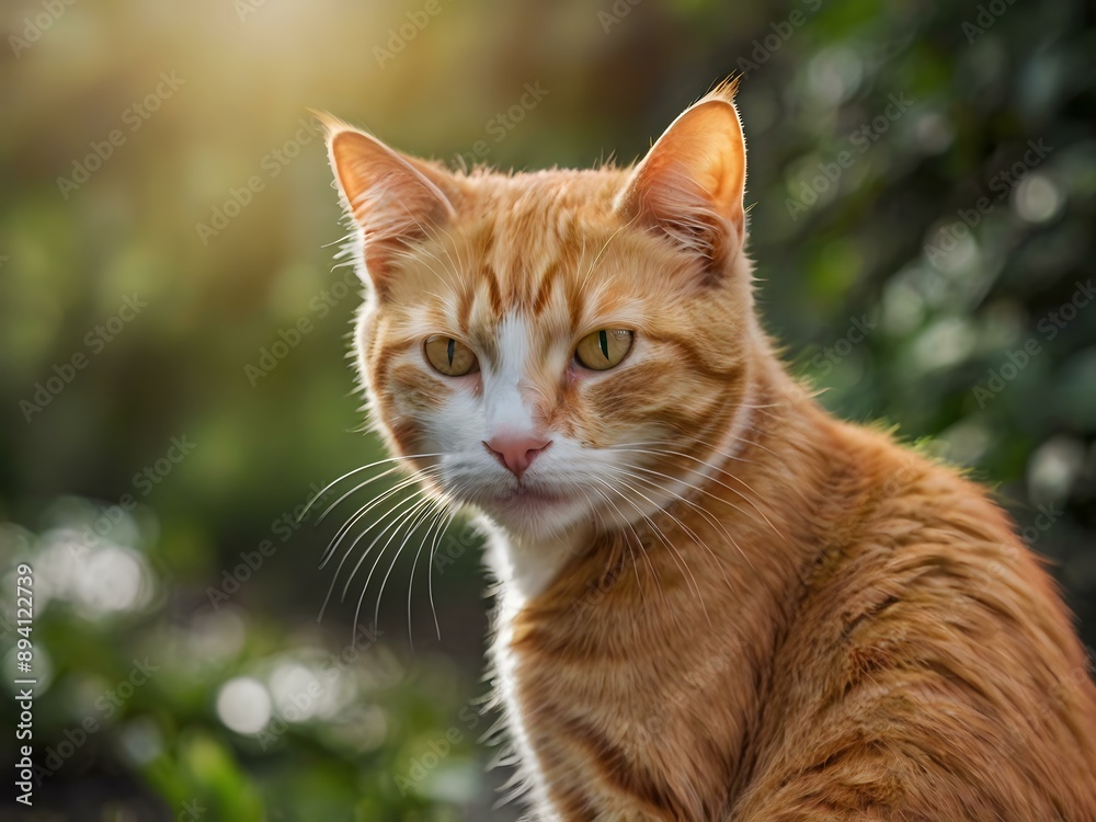 orange cat with blur background, orange cat is sitting and looking orange cat with blur background, orange cat is sitting and looking
