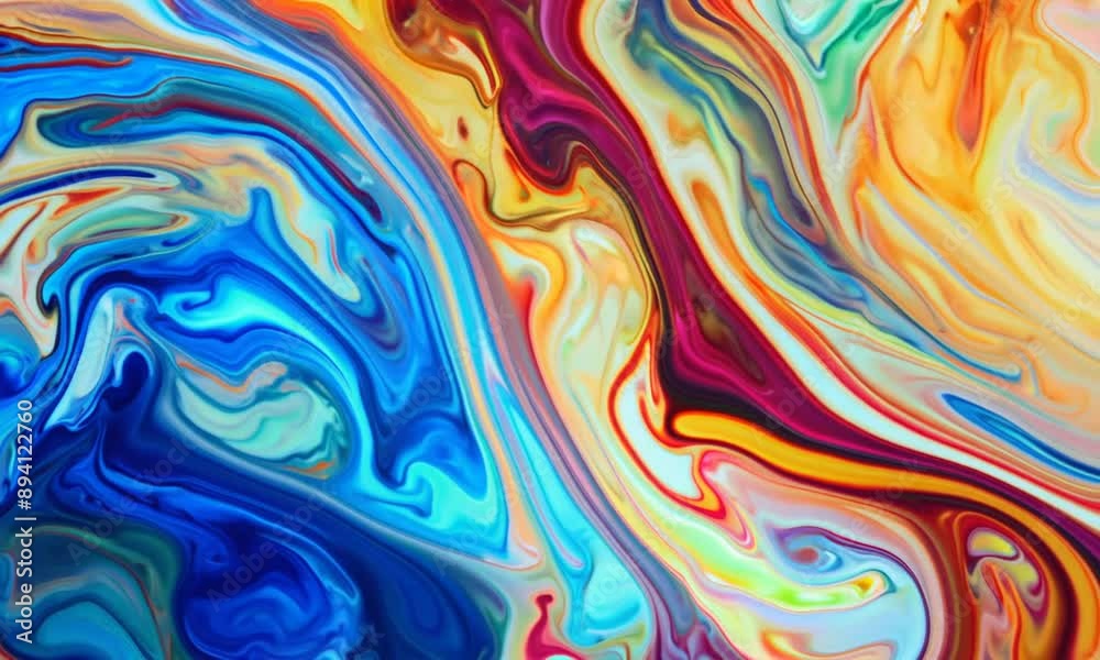 Animated Colorful Marble Liquid Waves: Exquisite Fluid Art Background