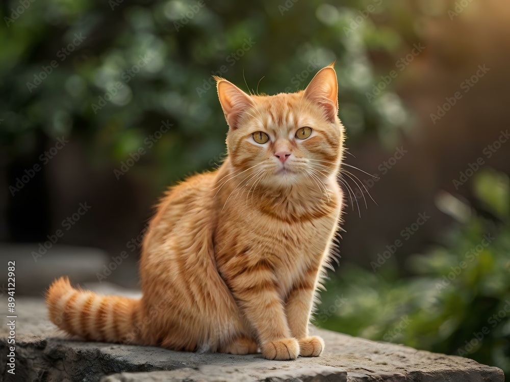 orange cat with blur background, orange cat is sitting and looking orange cat with blur background, orange cat is sitting and looking
