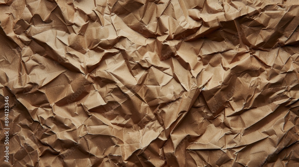 Textured surface of crumpled brown cardboard Textured surface of crumpled brown cardboard