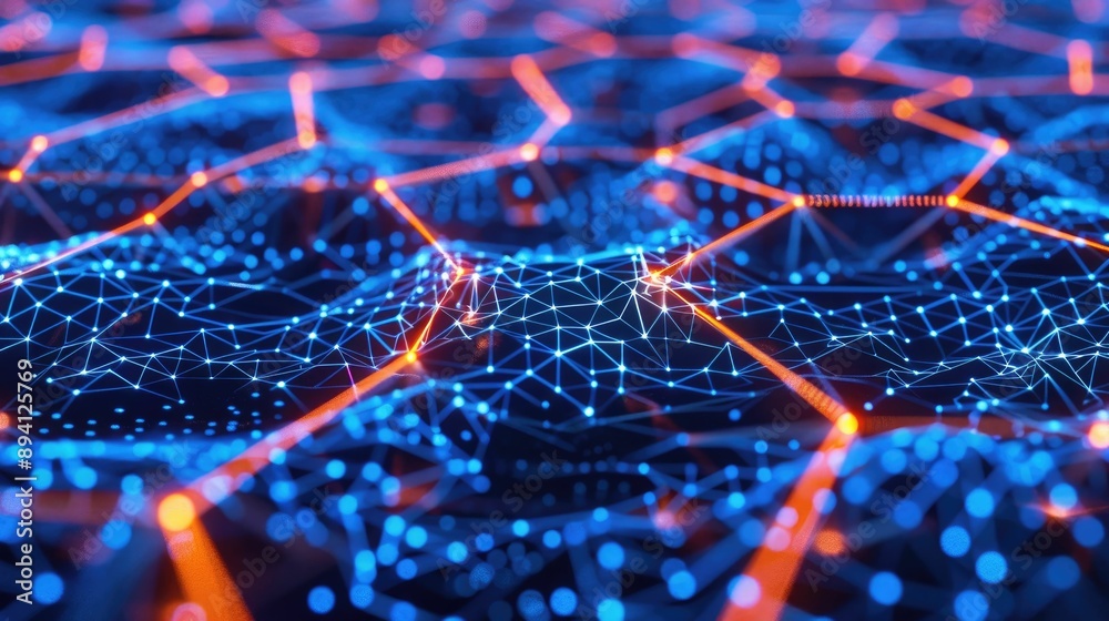Obraz premium Digital network connections glowing in a geometric pattern