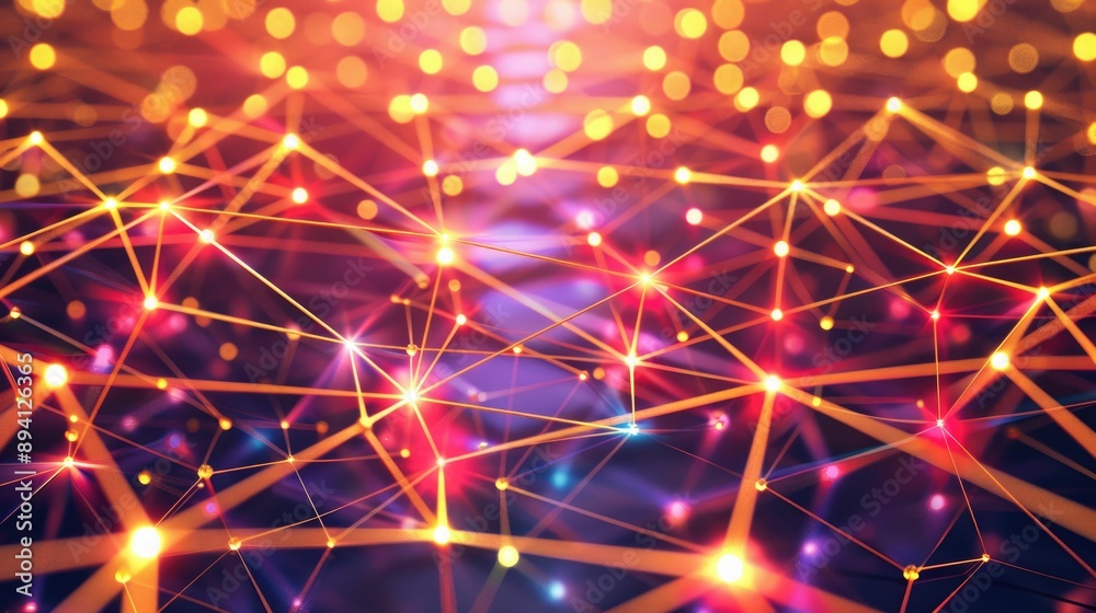 Digital network connections glowing in a geometric pattern Digital network connections glowing in a geometric pattern