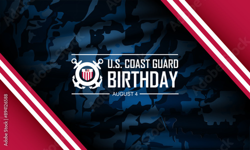 U.S. Coast Guard Birthday August 4 background vector illustration