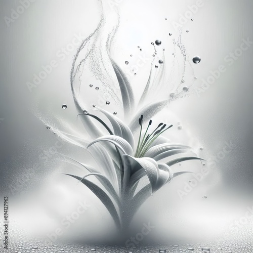 A spray of water misting gently in the air, creating a refreshin photo