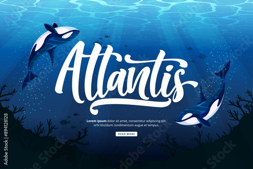 atlantis lettering background template design