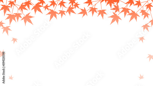 紅葉が舞うグラデーションのシンプルな背景のイラスト