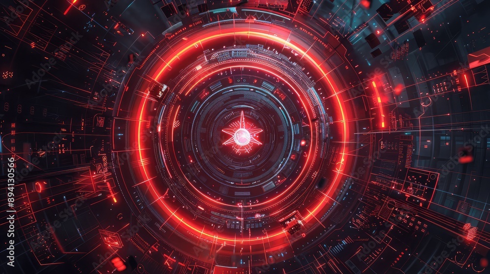 Futuristic Red and Blue Digital Cyber Interface Futuristic Red and Blue Digital Cyber Interface