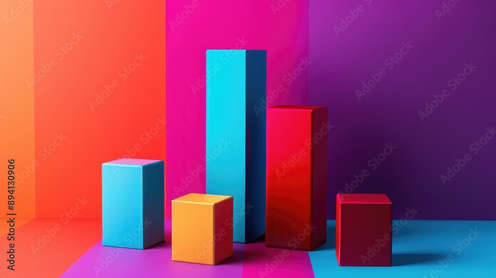 Vibrant Geometric Shapes on Multicolored Background Vibrant Geometric Shapes on Multicolored Background