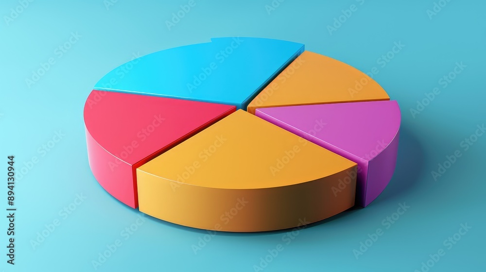 Obraz premium Colorful 3D Pie Chart on Blue Background
